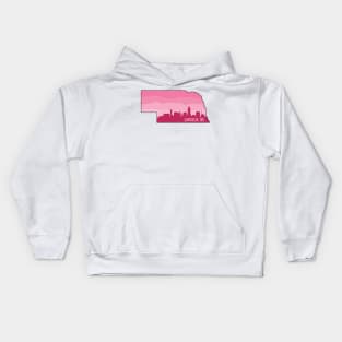 Nebraska Lincoln Skyline Pink Kids Hoodie